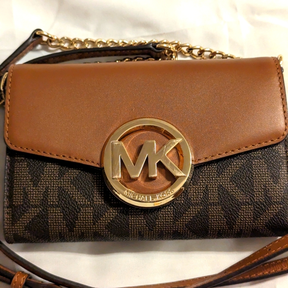 Michael Kors Brown MK Logo Crossbody Bag